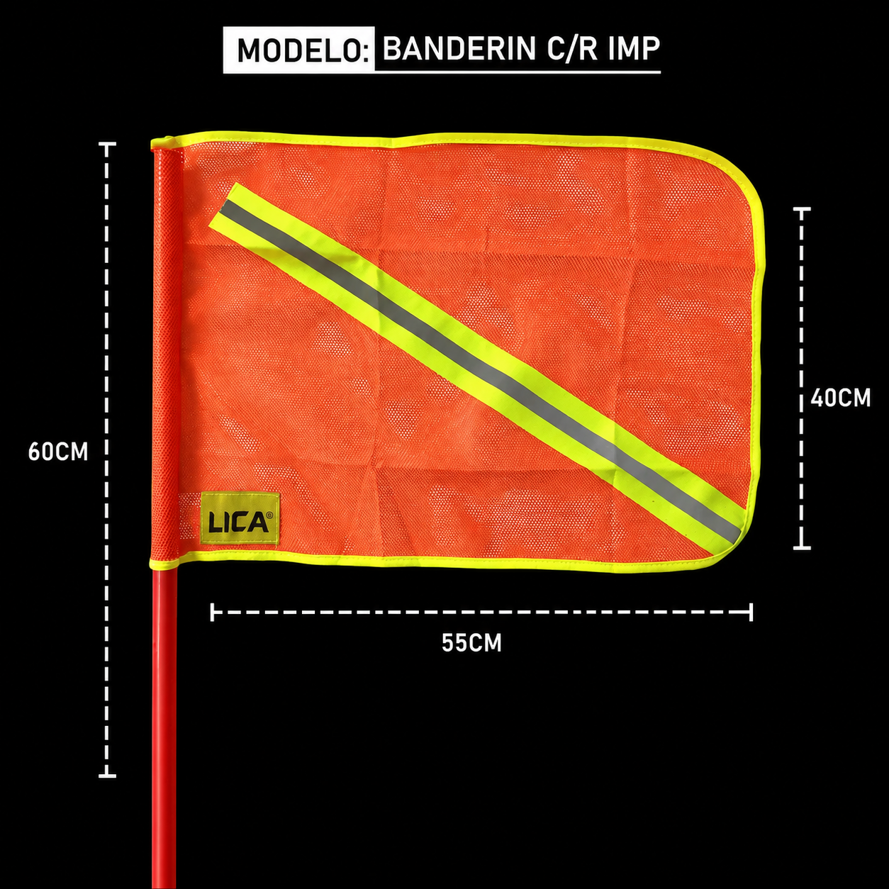 Banderín Vial Impermeable Fluorecente Con Reflejante Marca LICA
