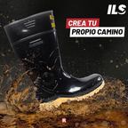 Bota Seguridad Industrial Con Puntera De Acero Marca Robusta Guerrera Agua Negro Crepe