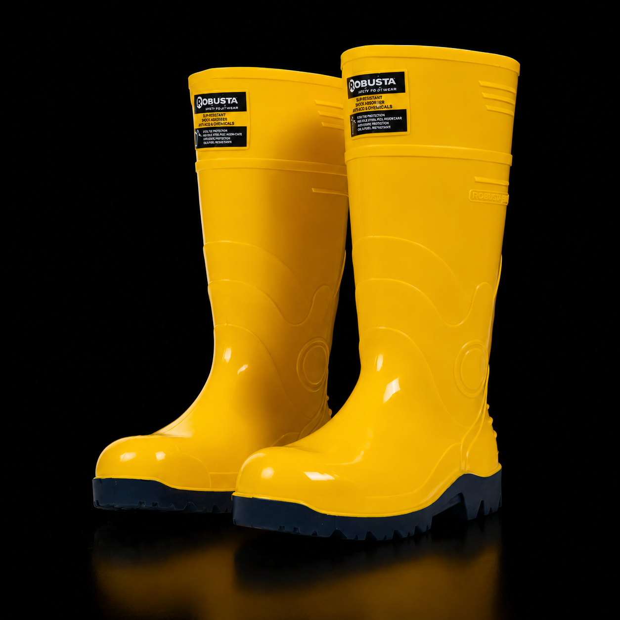 Botas De Seguridad Guerrera Hidrocarburos Amarillo Azul Con RH Con Puntera De Acero Marca Robusta