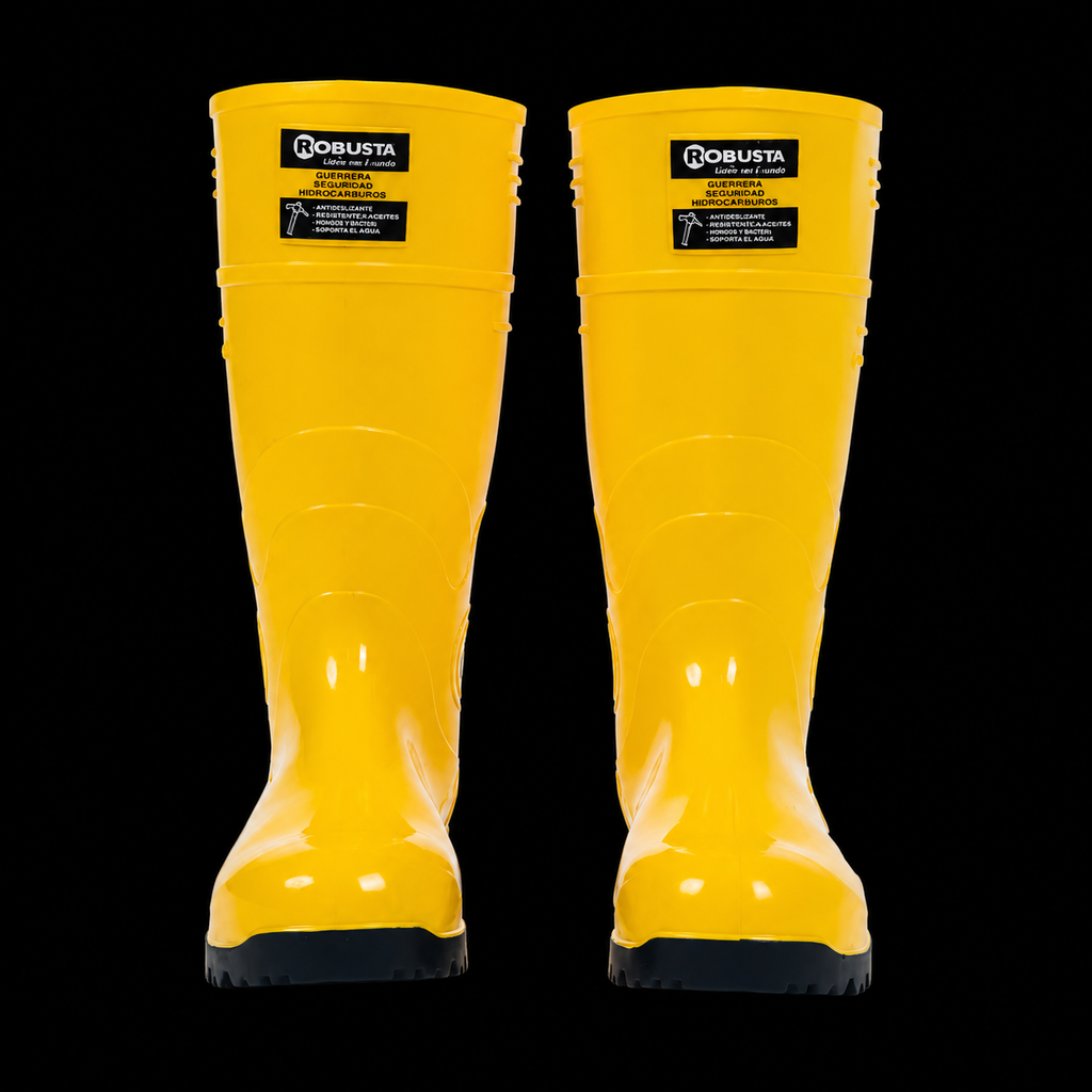 Botas De Seguridad Guerrera Hidrocarburos Amarillo Azul Con RH Con Puntera De Acero Marca Robusta