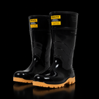 Bota Seguridad Industrial Con Puntera De Acero Marca Robusta Guerrera Agua Negro Crepe