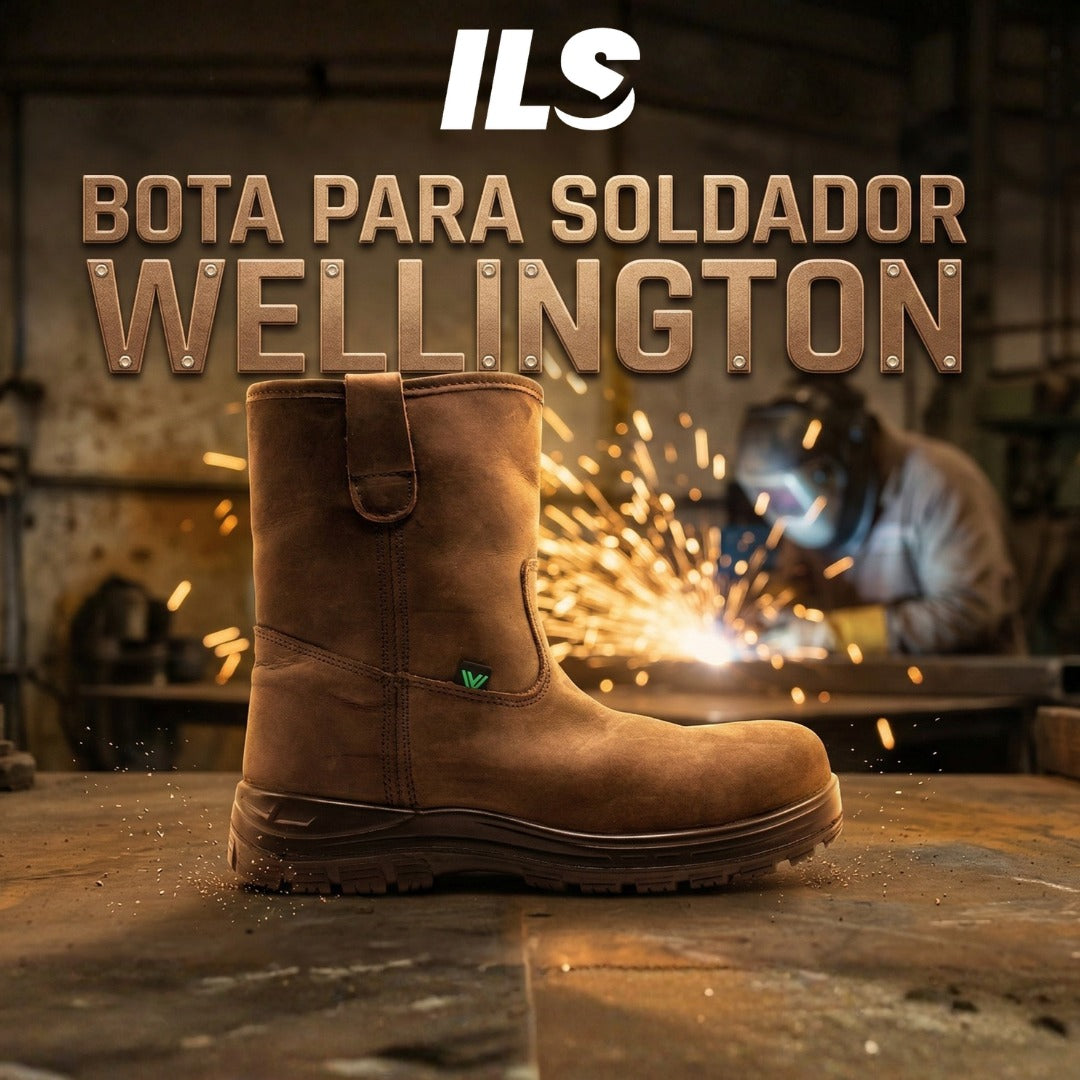 Bota Para Soldador Wellington Dieléctrica Marca VANVIEN con puntera de policarbonato color chocolate