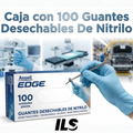 Caja con 100 Guantes Desechables De Nitrilo Con Dedos Texturizados Marca Ansell Edge