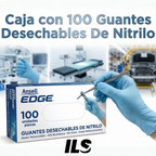 Caja con 100 Guantes Desechables De Nitrilo Con Dedos Texturizados Marca Ansell Edge