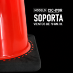 Cono Fluorescente De 90 cm. Con Reflejante Base Negra