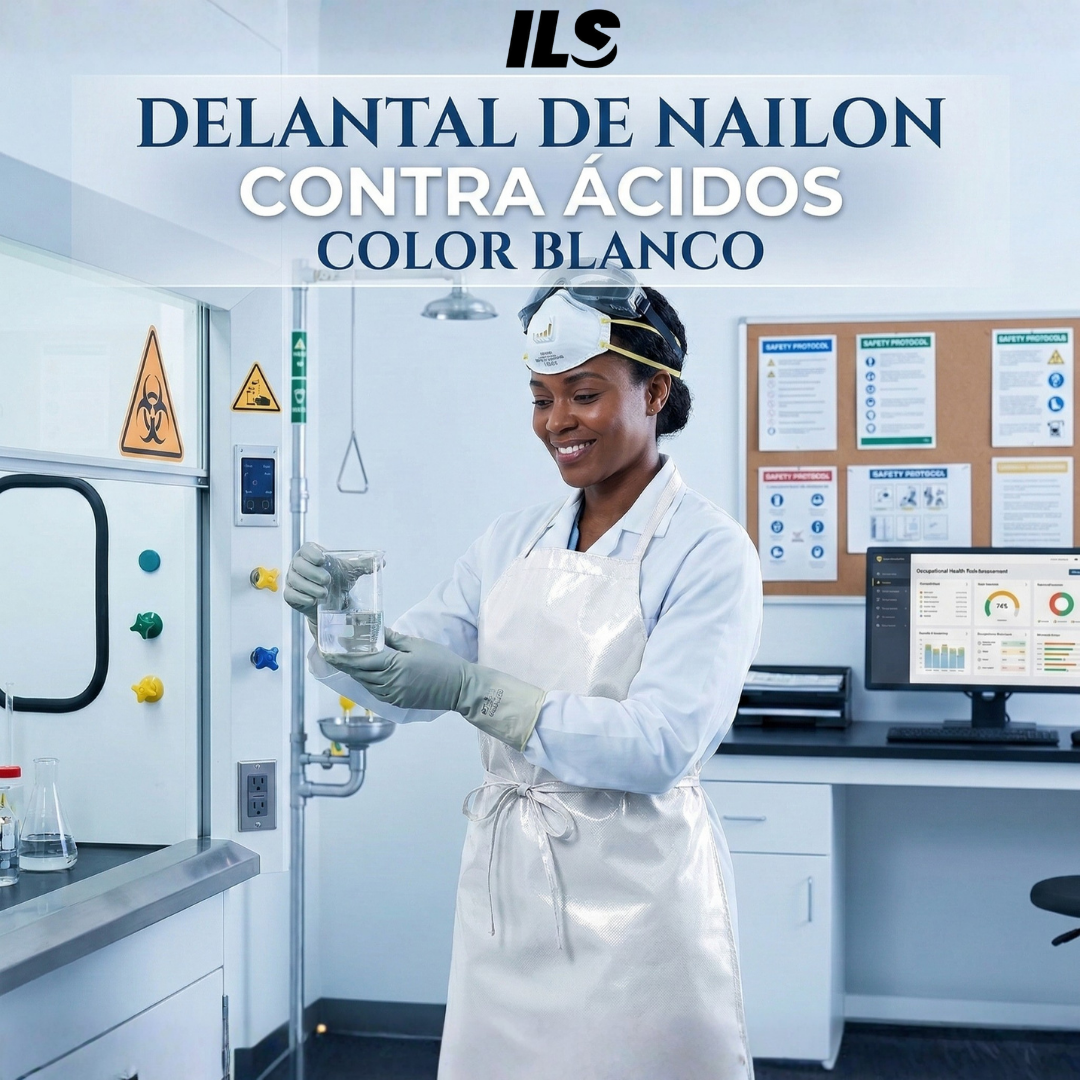 Delantal De Nailon Contra Ácidos Color Blanco Modelo MAB Marca LICA