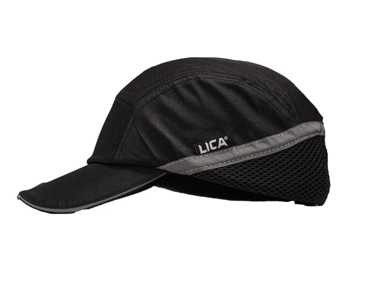Gorra Semiseguridad LICA Color Negro Con Linterna