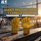 Guante Mixto De Cuero Y Carnaza Vacuno Modelo A184RG Marca LICA