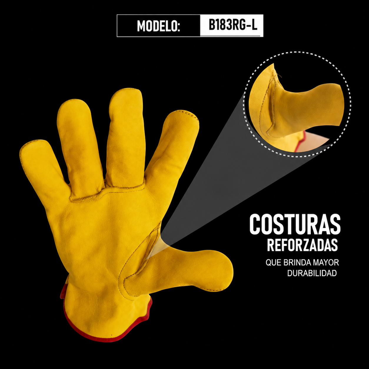 Guante De Cuero Con Resorte Modelo B183RGL Marca LICA