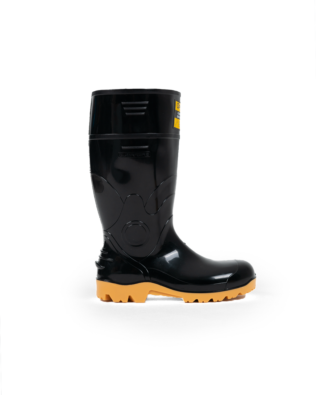 Bota Seguridad Industrial Con Puntera De Acero Marca Robusta Guerrera Agua Negro Crepe