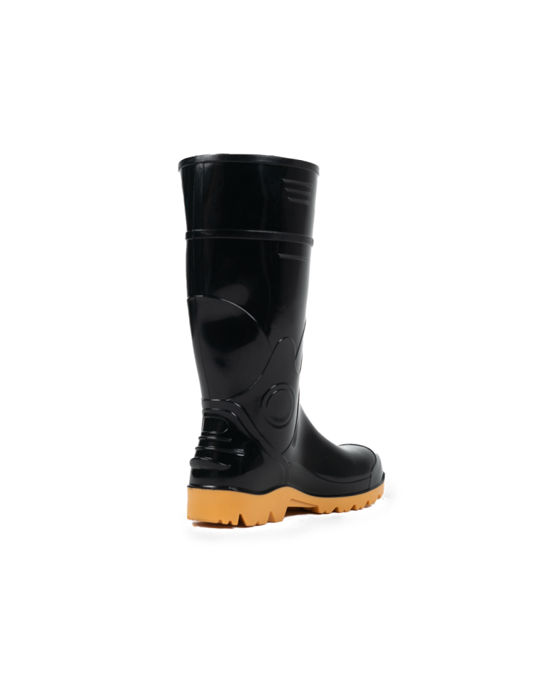 Bota Seguridad Industrial Con Puntera De Acero Marca Robusta Guerrera Agua Negro Crepe