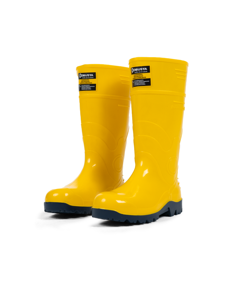 Botas De Seguridad Guerrera Hidrocarburos Amarillo Azul Con RH Con Puntera De Acero Marca Robusta