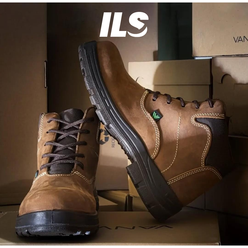 Zapatos De Seguridad Intrepid Café Con Puntera De Composite Dieléctrico Marca VANVIEN