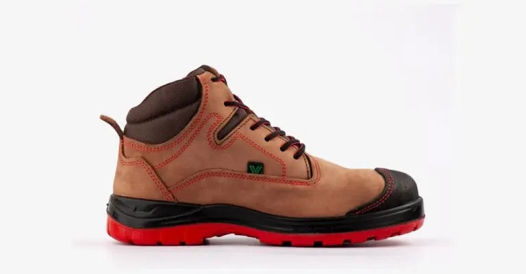 Zapatos De Seguridad Blu Café Suela Roja Con Puntera De Composite Dieléctrico Marca VANVIEN