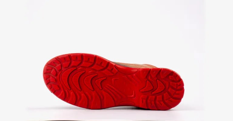 Zapatos De Seguridad Blu Café Suela Roja Con Puntera De Composite Dieléctrico Marca VANVIEN