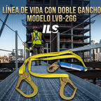 Línea De Vida Con Doble Gancho Modelo LVB-2GG Marca LICA.