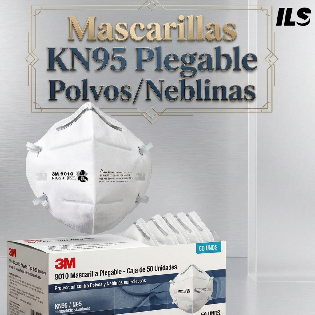 Mascarillas KN95 Plegable Polvos/Neblinas Marca 3M (Caja 50 Unds)