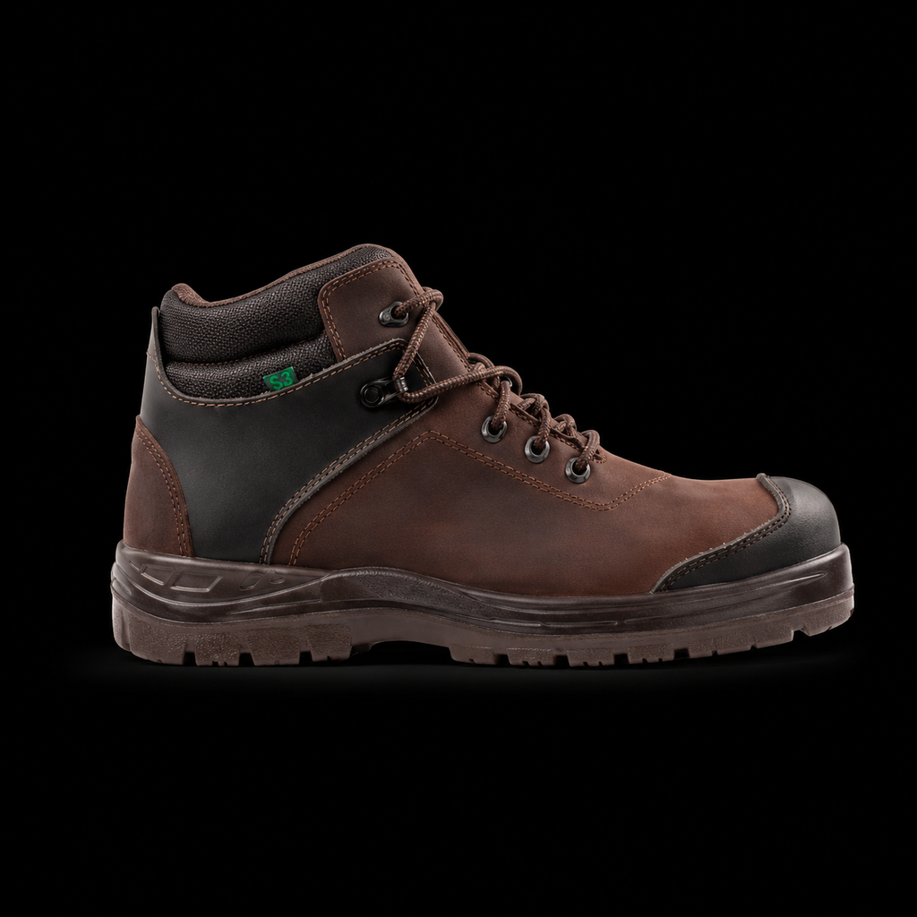 Zapatos De Seguridad Omega Chocolate De Cuero Con Puntera De Composite