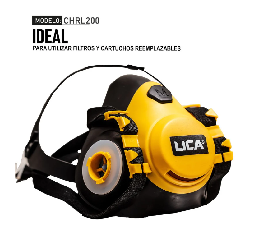 Respirador Media Cara Para 2 Cartuchos (Compatibles CHF03,6003,6006 No Incluidos)
