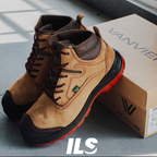 Zapatos De Seguridad Blu Café Suela Roja Con Puntera De Composite Dieléctrico Marca VANVIEN