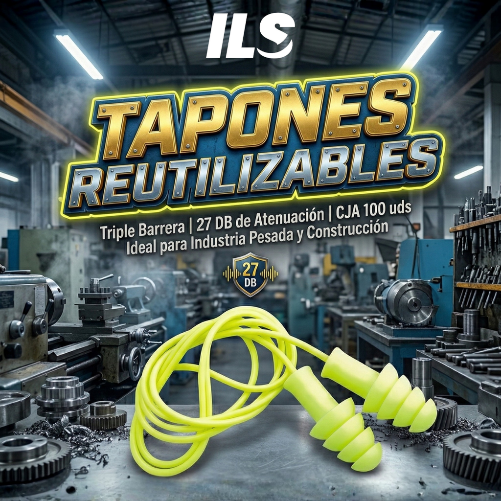 Tapones Reutilizables Triple Barrera 27 DB (CJA 100 uds)