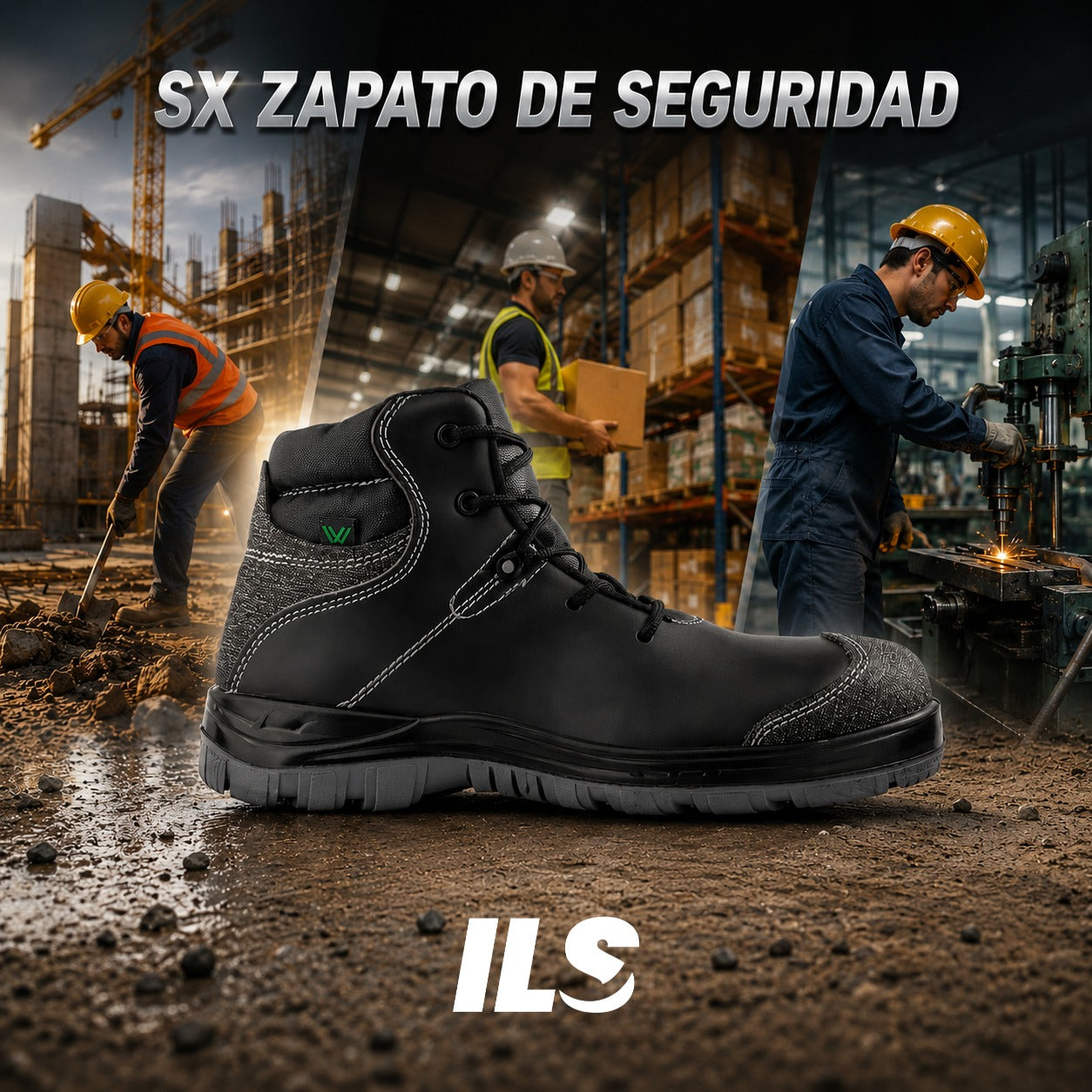Zapatos de seguridad tipo borceguí SX1, marca VANVIEN, dieléctrico, con puntera de komposite