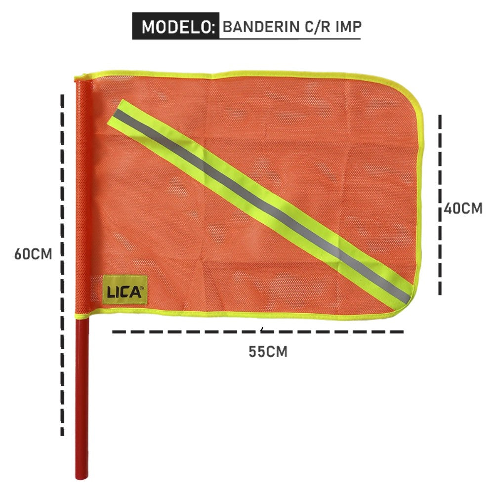 Banderín Vial Impermeable Fluorecente Con Reflejante Marca LICA