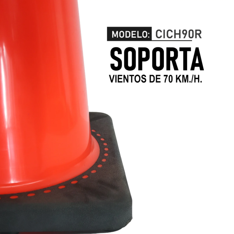 Cono Fluorescente De 90 cm. Con Reflejante Base Negra