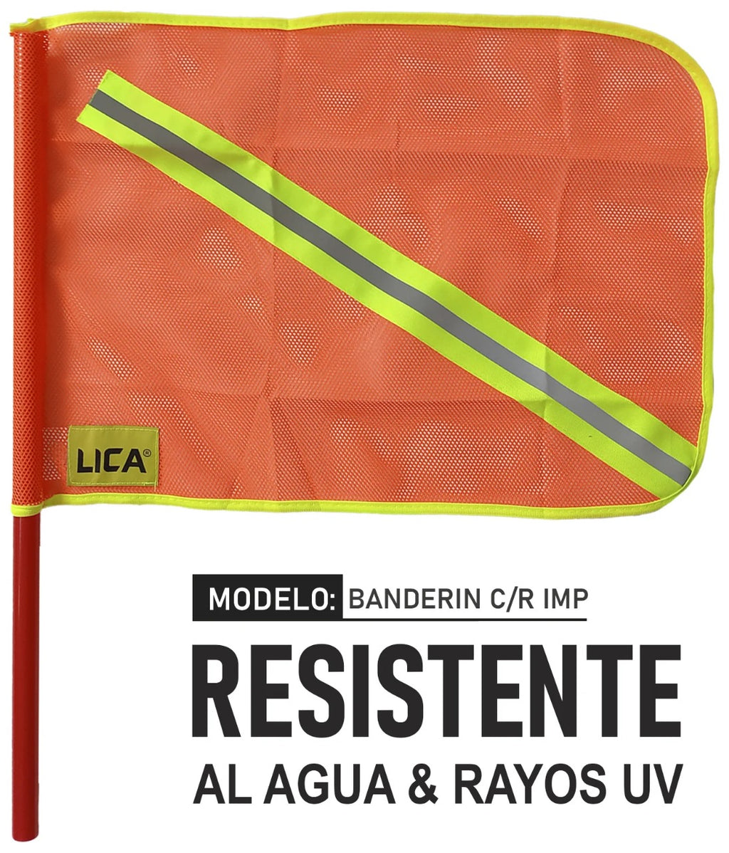 Banderín Vial Impermeable Fluorecente Con Reflejante Marca LICA
