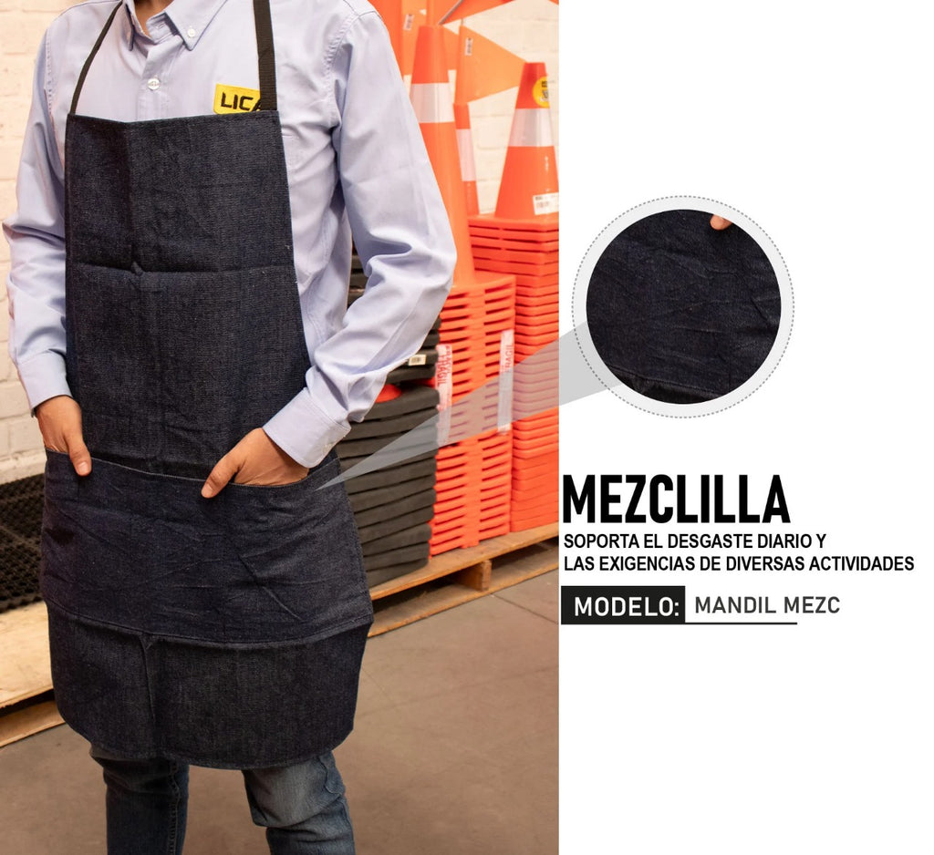 Delantal De Mezclilla Con Bolsa Modelo MANDIL MEZC Marca LICA